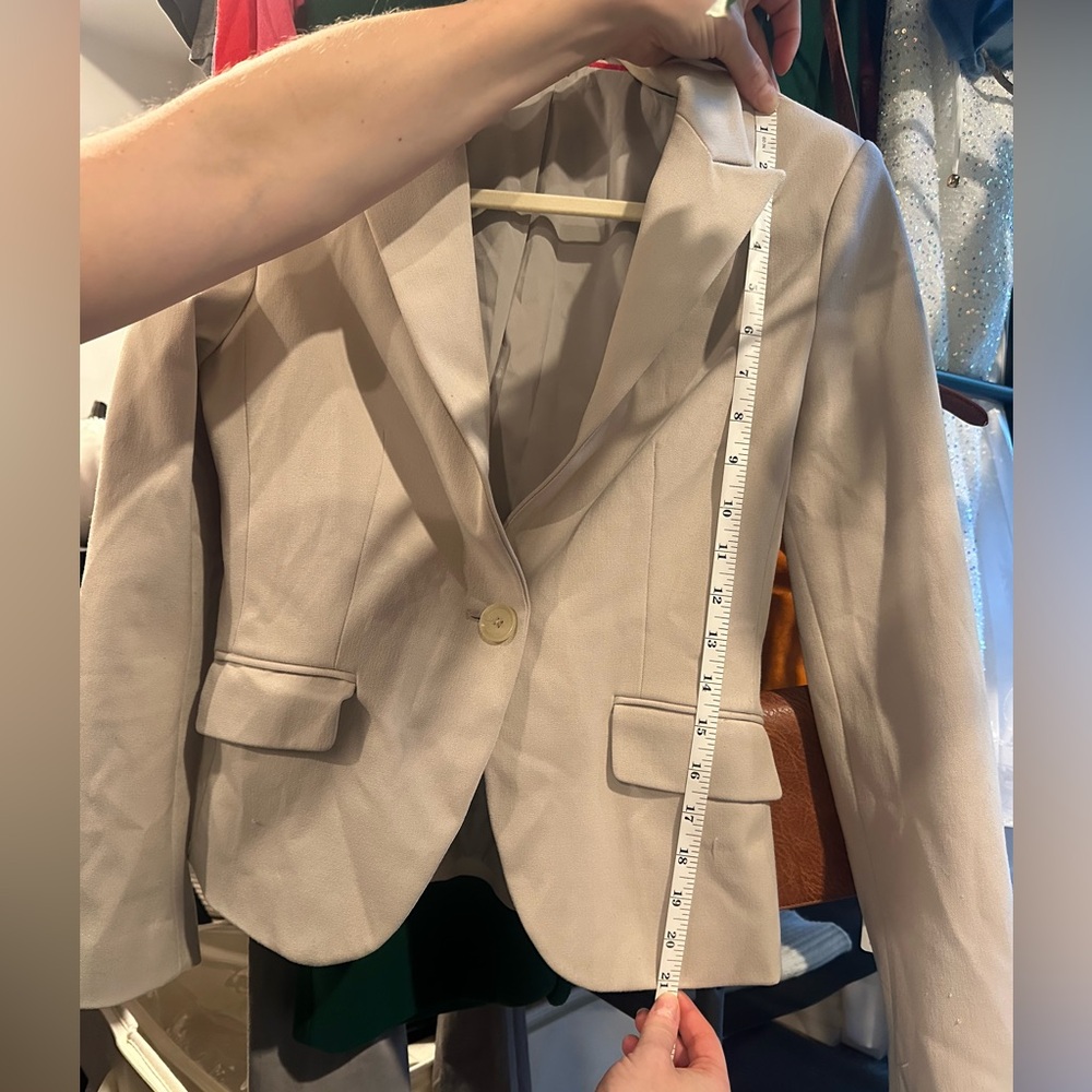 Express Beige One Button Fitted Blazer - Picture 9 of 9